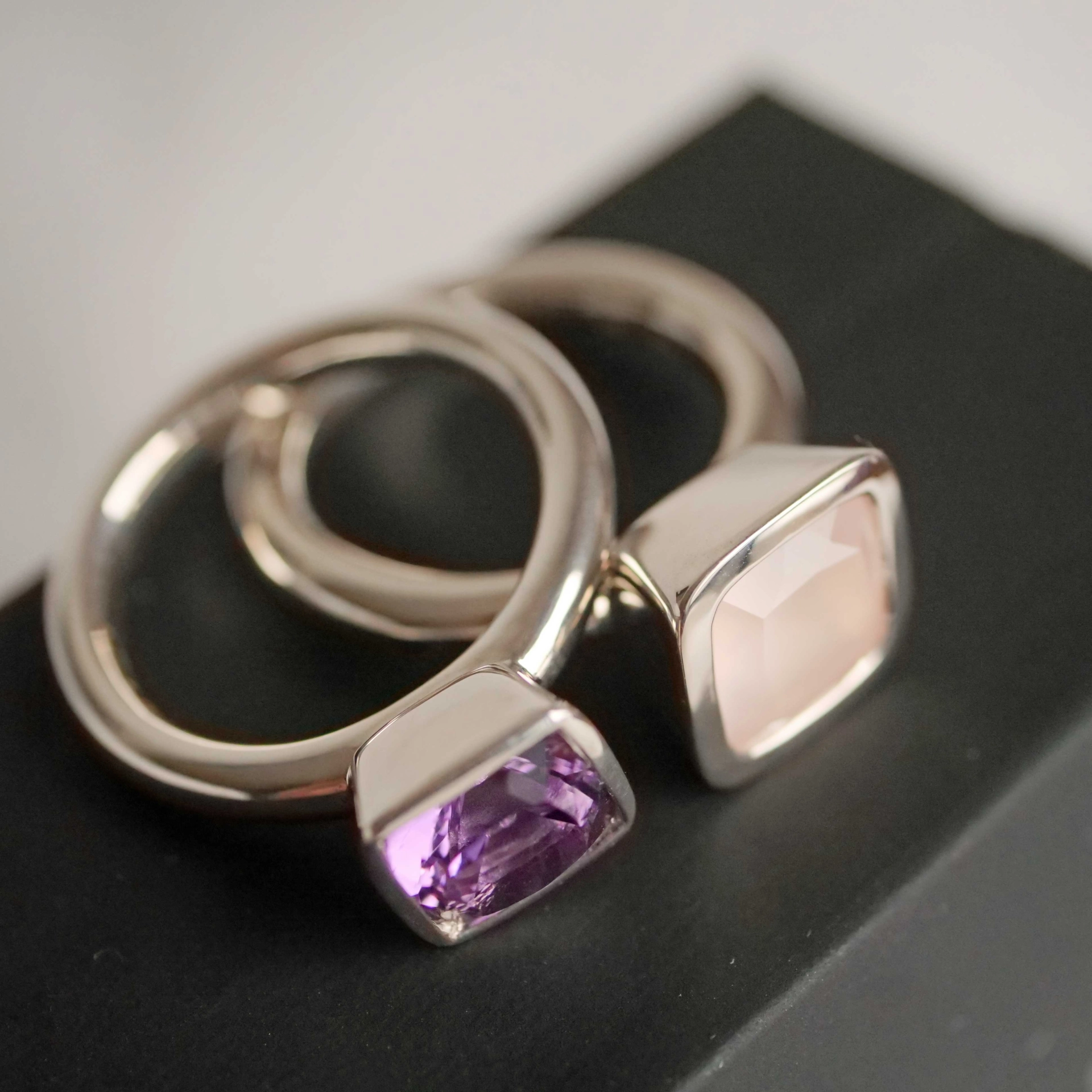 Chilango Ring  Sparkling Stars 2 XL milky Rosenquarz 925er Silber neu mit orig. Etui massiv