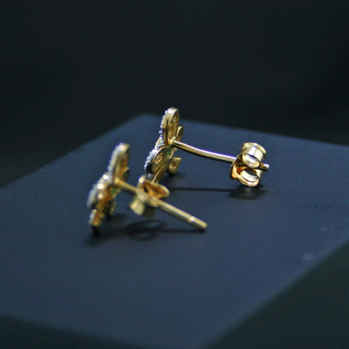 Smaragd-Brillant-Ohrstecker, 375/-GG., rhodiniert