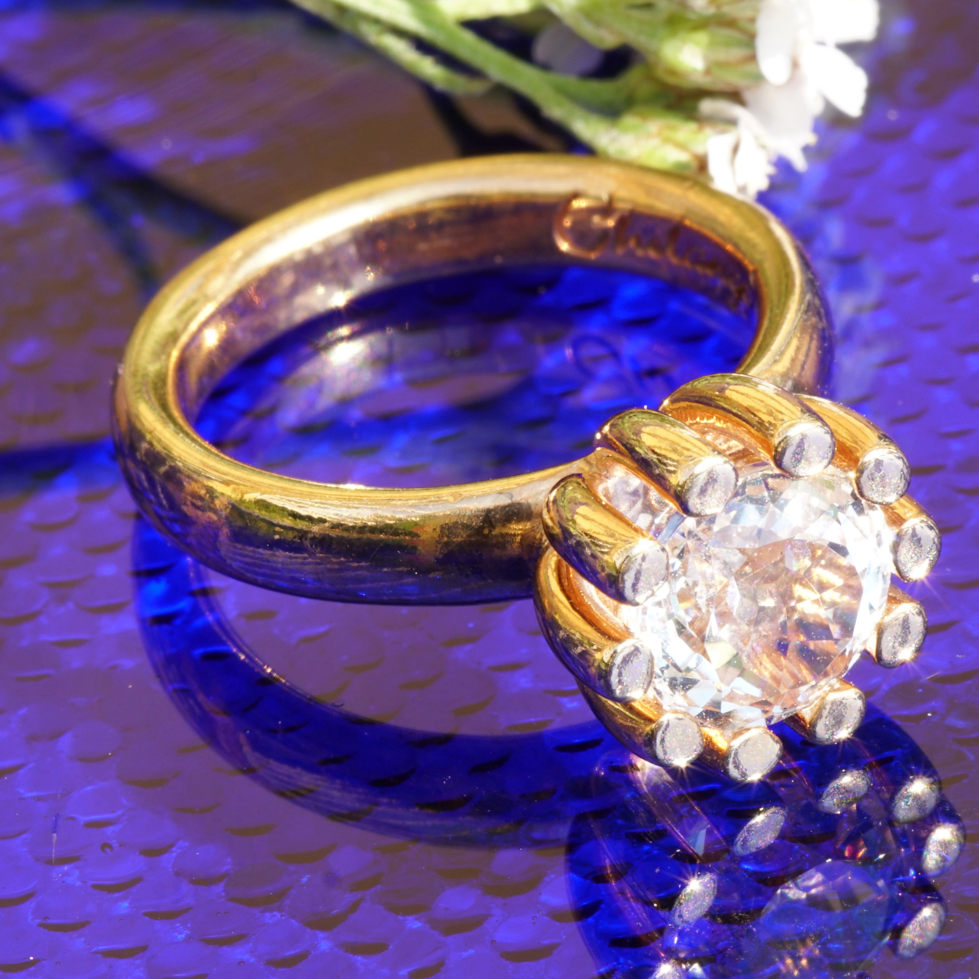 CHILANGO RING Grand Palais Bergkristall  925er Silber vergoldet neu mit orig. Etui massiv