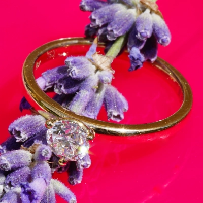 Brillant Ring rund 0.50 ct hochfeines weiss D / VS2  4.9-3.2 mm 750er Gelbgold GIA Gutachten
