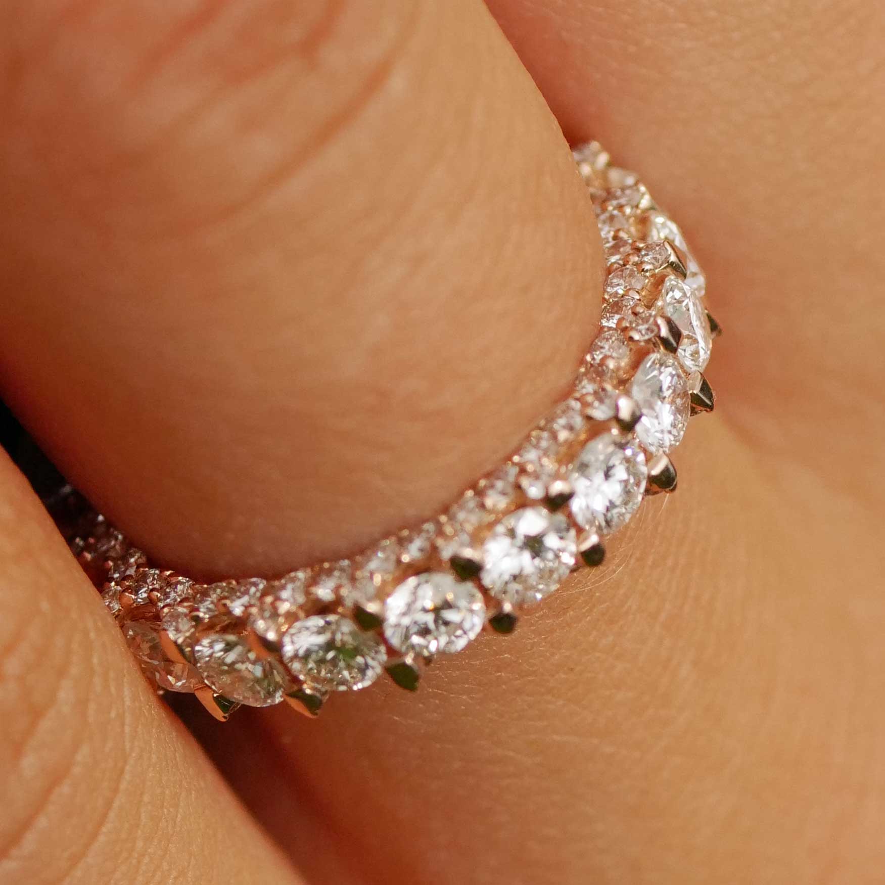 Brillant Memoire Ring 3.52 ct TW VS Labor Diamanten in 585er Rosegold.... für ein Bruchteil des Naturdiamant Preises   