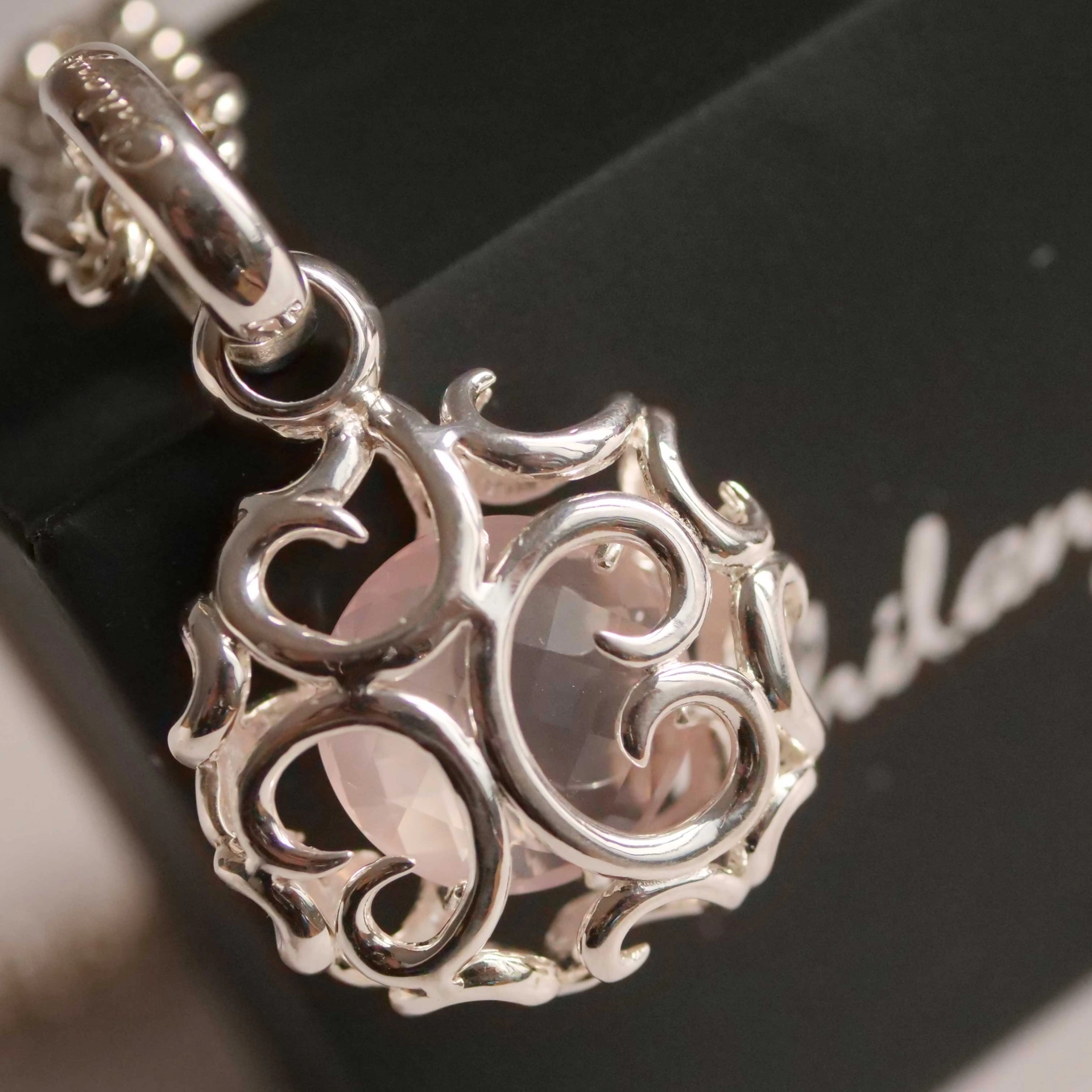 Original Chilango Anhänger Fairytale Rosenquarz 48 x 28 mm  925er Silber