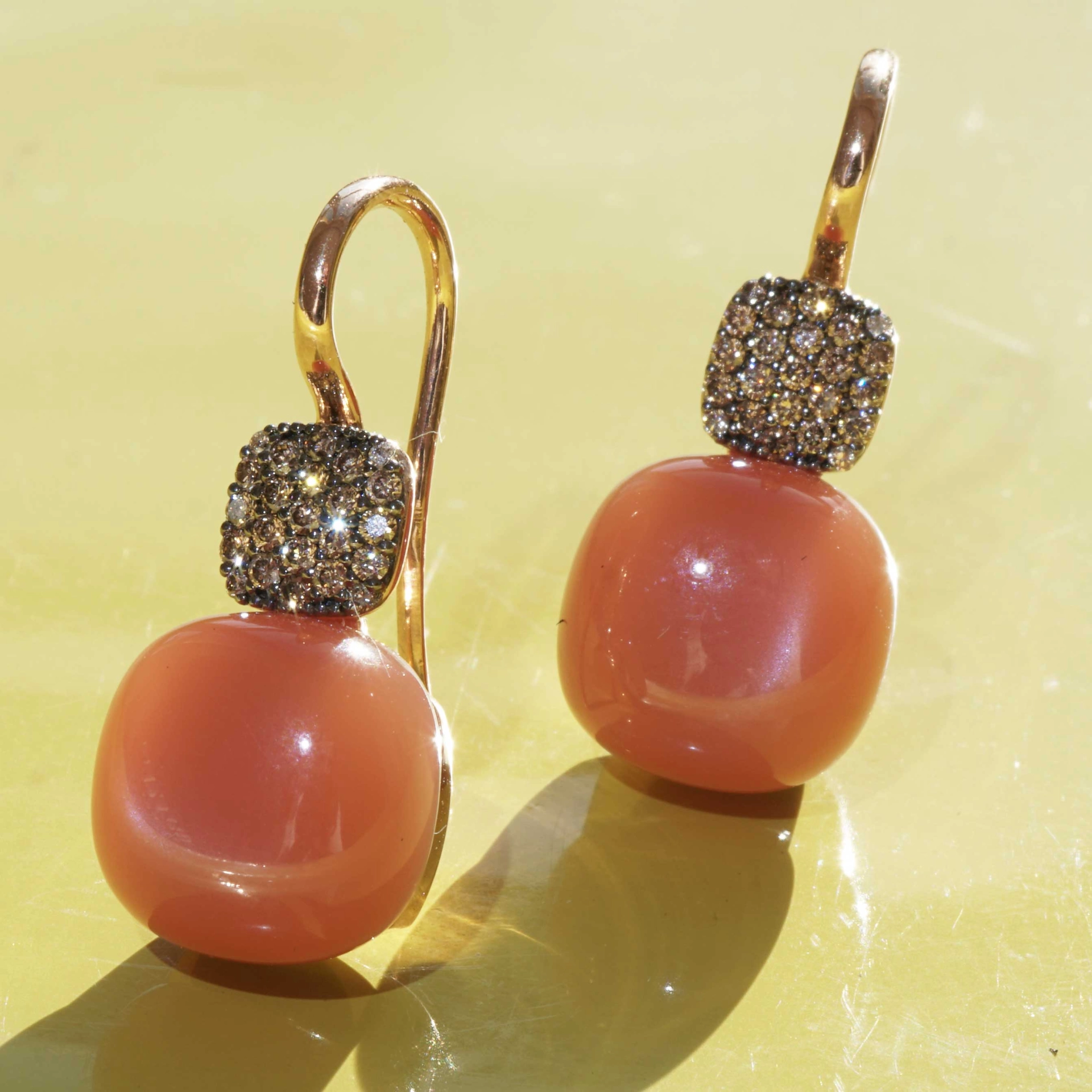 Mondstein Brillant Ohrhänger 750er Rosegold made in Italy...so hochwertig schön..14.17 ct
