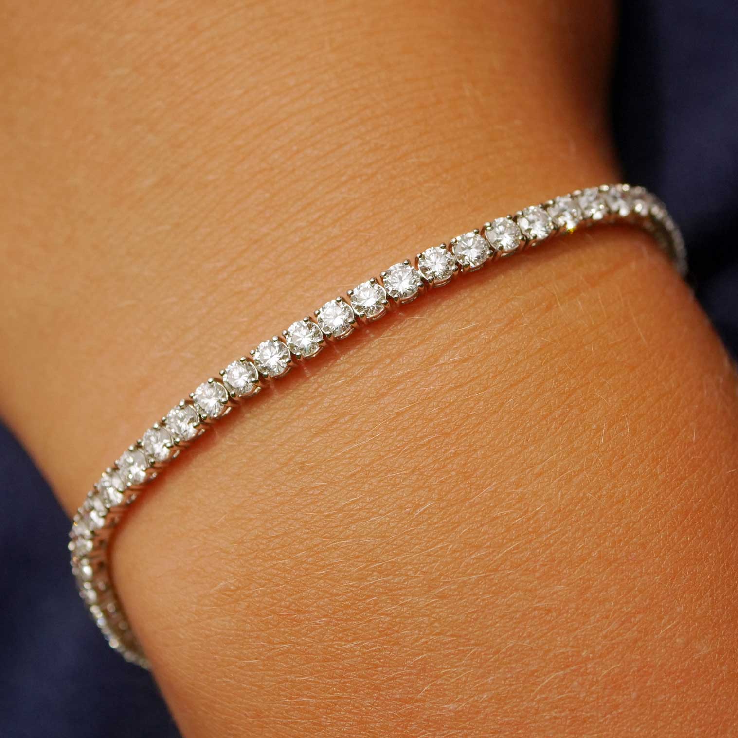 Brillant Tennis Armband total 5.62 ct TW VS Labor Diamanten in 585er Weissgold.... für ein Bruchteil des Naturdiamant Preises   Kopie