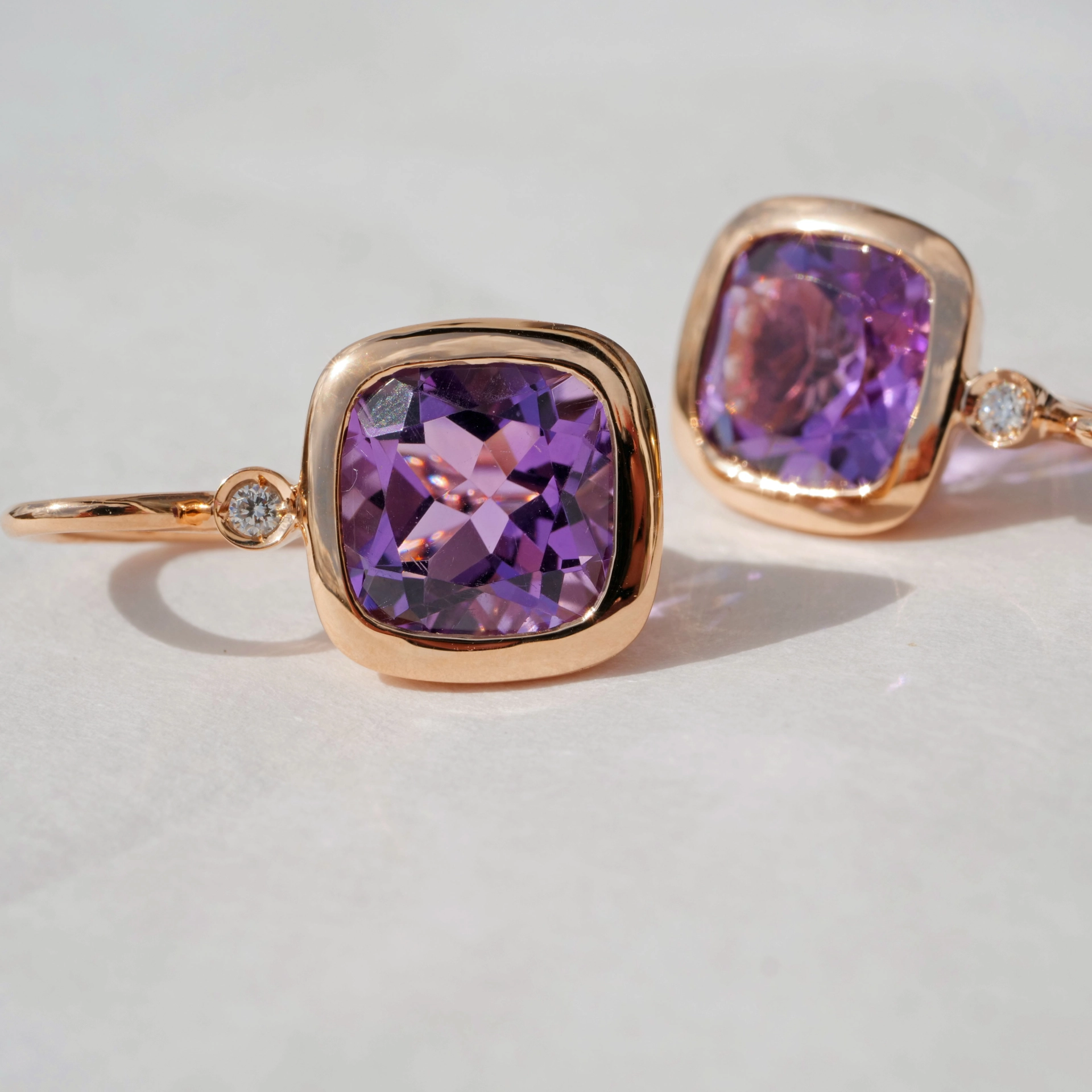 Ohrhänger Amethyst Brillant 750er Rosegold...5.70 ct...edel angefertigt in Italien