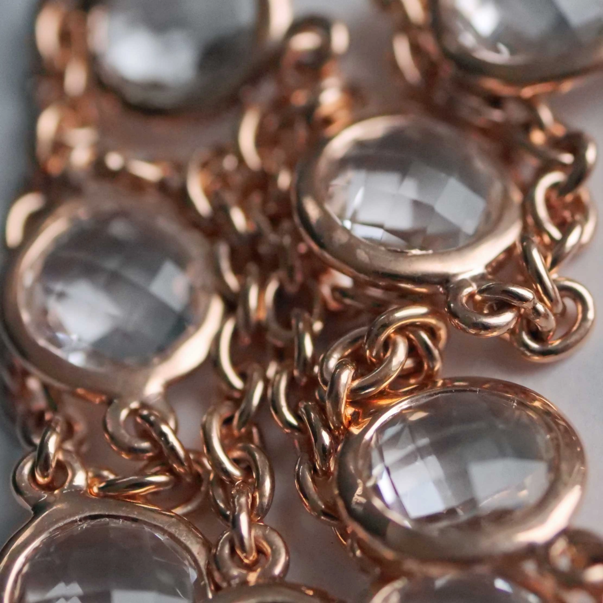 Chilango Kette Grand Palais White Quartz 925er Silber 18 kt Pink Gold Plated 10 mm