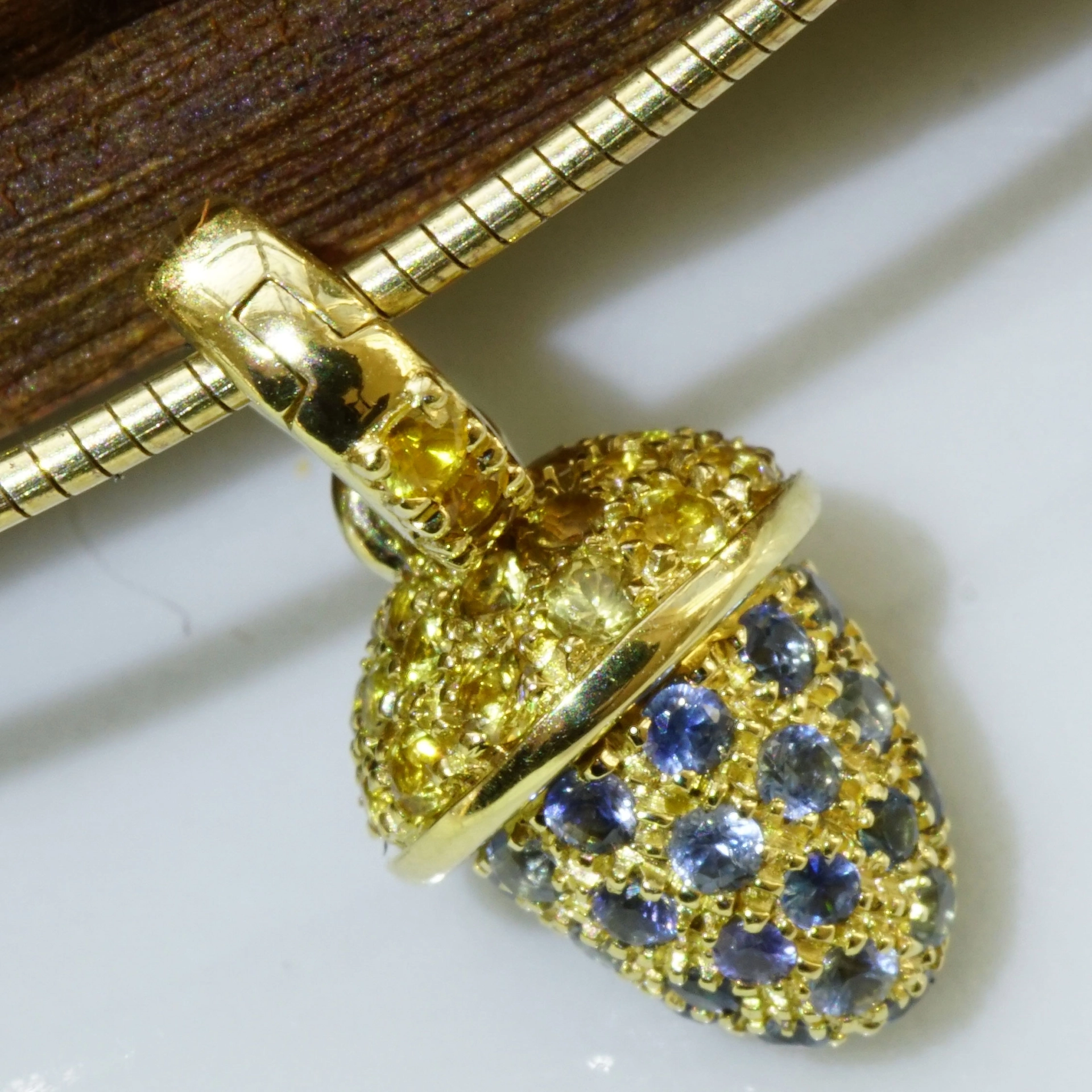 Saphir Drop Anhänger/Clip 750er Gelbgold...wie niedlich ist der denn..gelb-blau