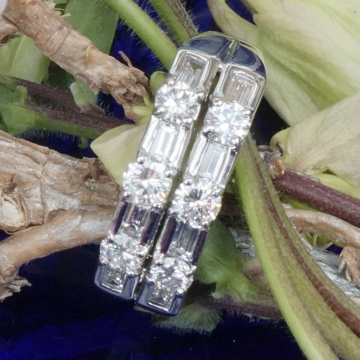 Baguette Brillant Ring 1.40 ct TW-W / VS-SI 900er Platin massive Handarbeit