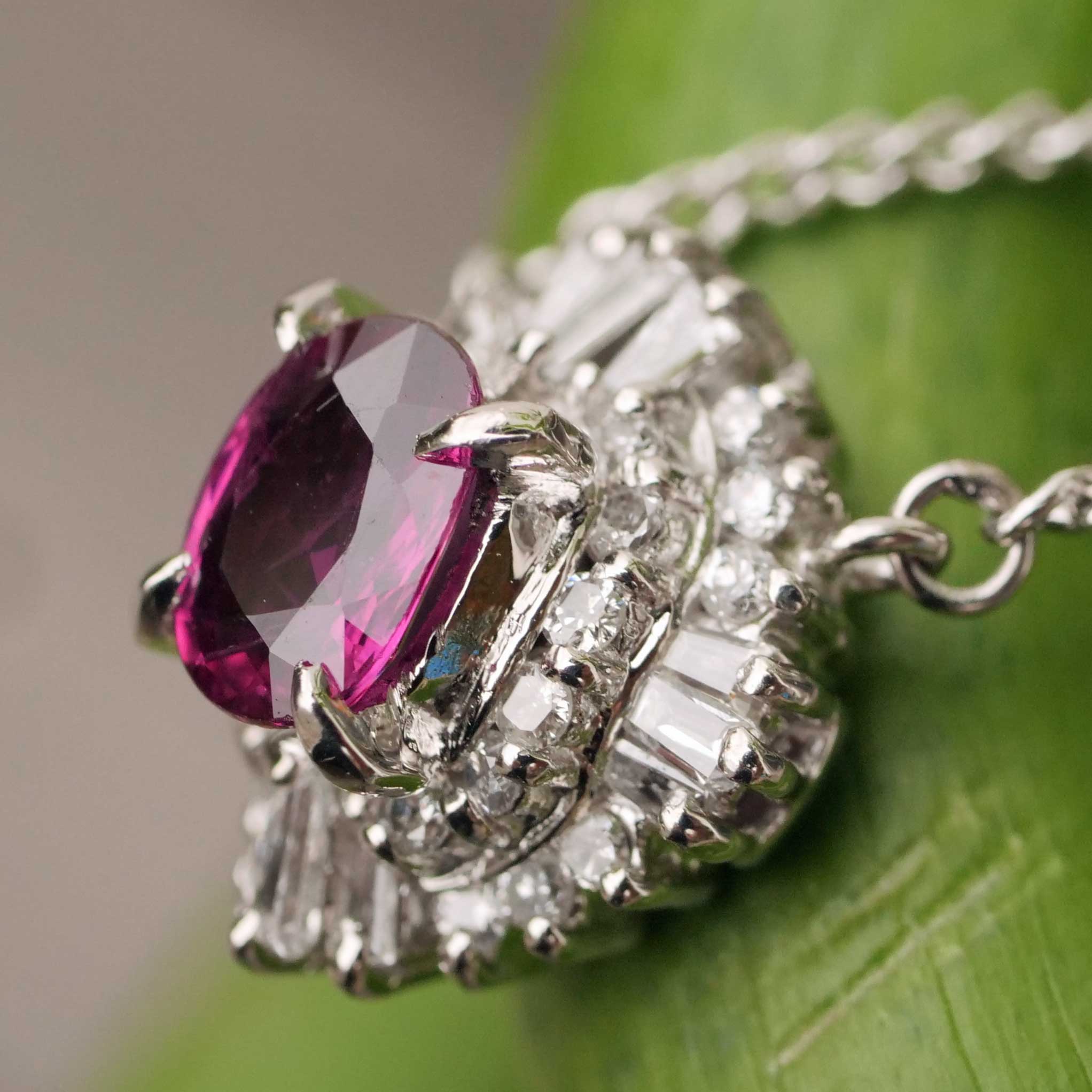 Rubin Solitär Brillant Petit Collier 0.46 1.27 ct 850er Platin TOP Qualität 