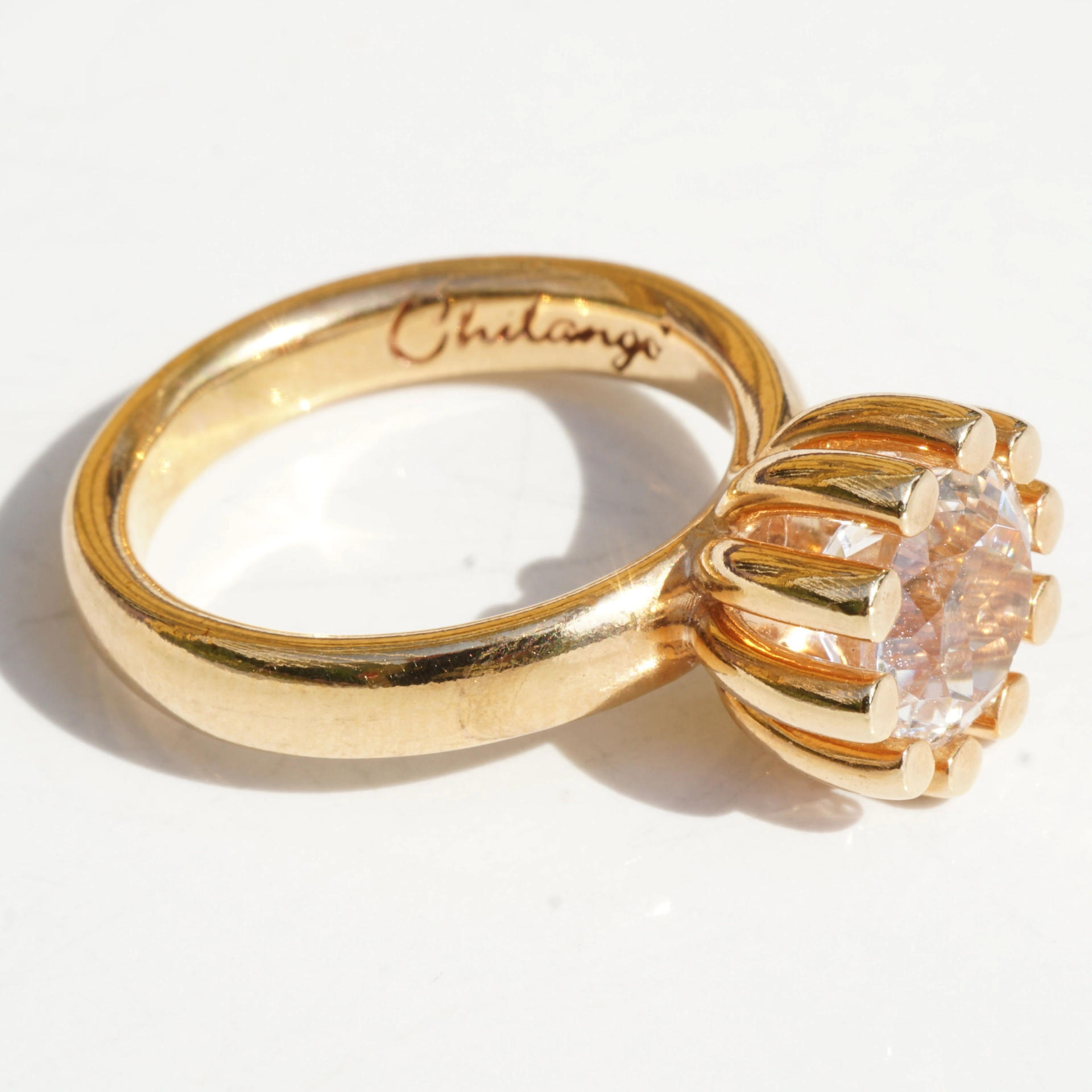 CHILANGO RING Grand Palais Bergkristall  925er Silber vergoldet neu mit orig. Etui massiv