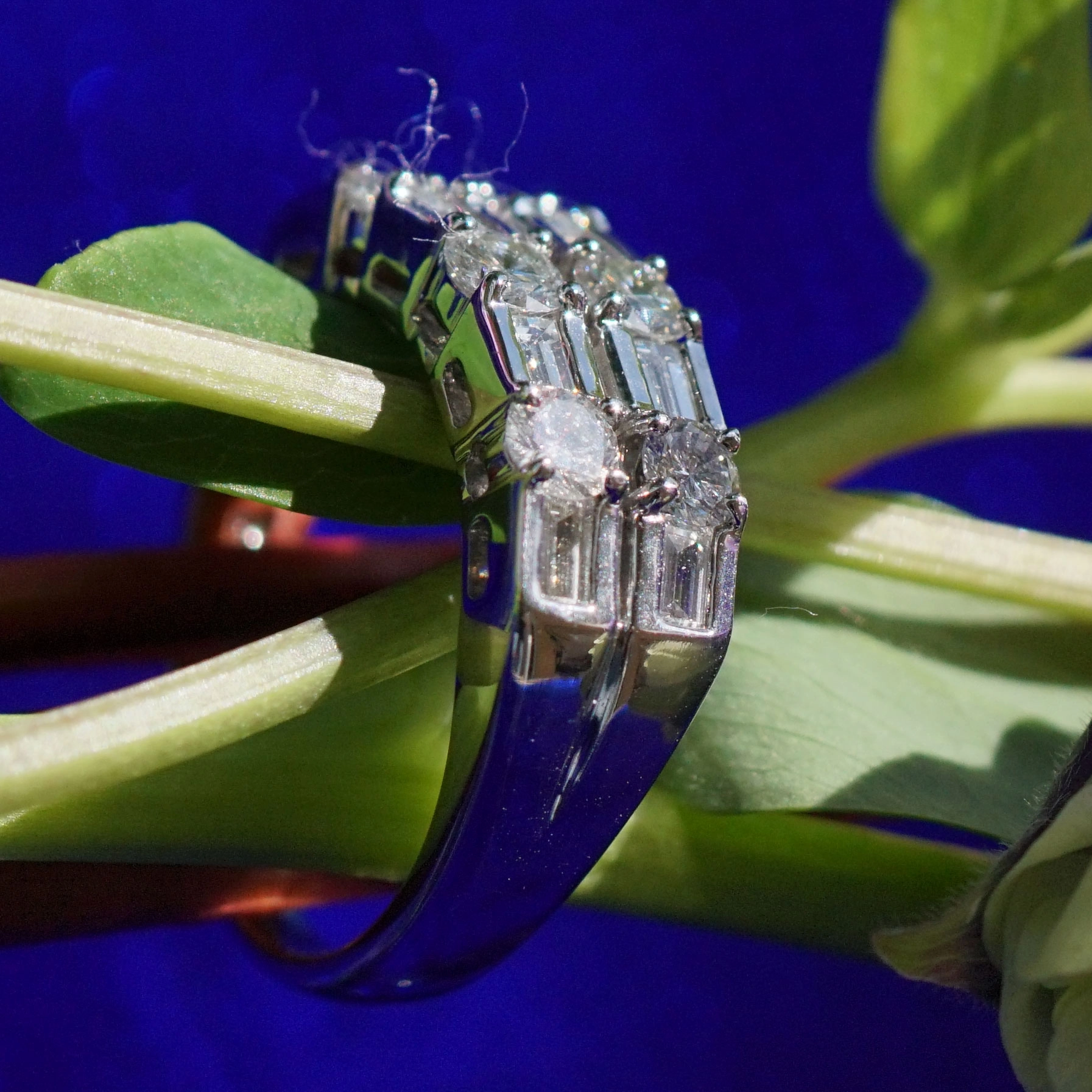 Baguette Brillant Ring 1.40 ct TW-W / VS-SI 900er Platin massive Handarbeit