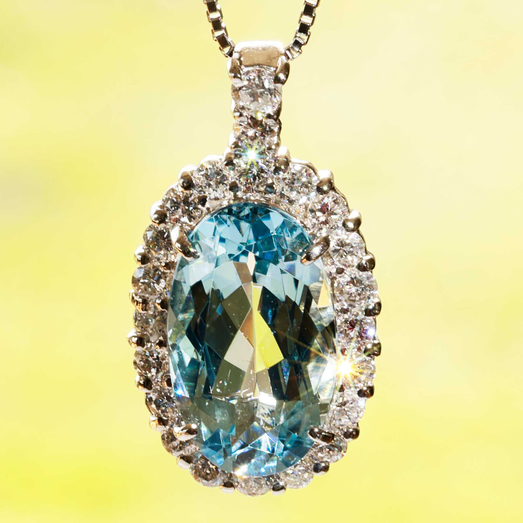 Santa Maria Aquamarin Brillant Anhänger 3.80 ct 0.78 ct Platin 950 intensive Farbbrillanz