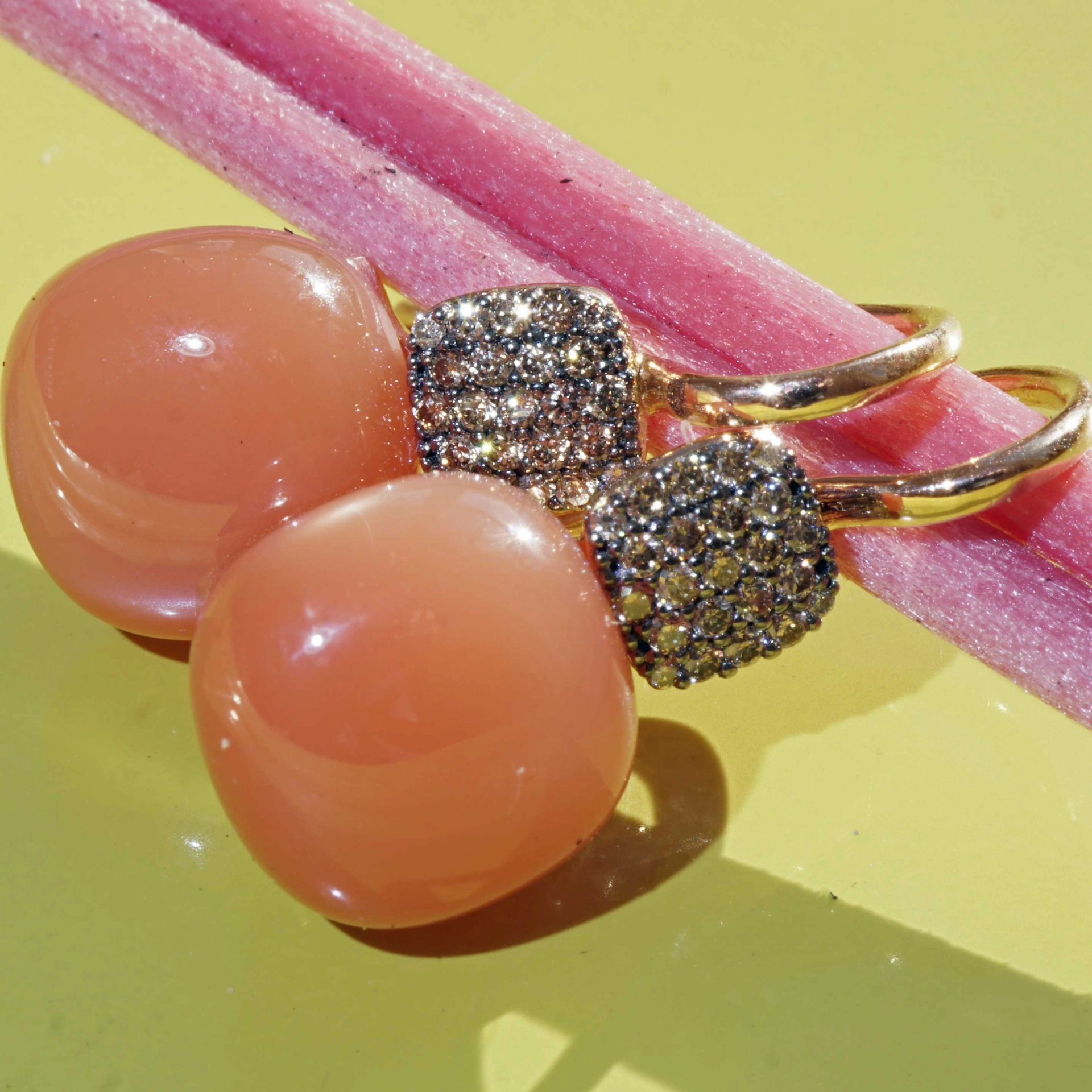 Mondstein Brillant Ohrhänger 750er Rosegold made in Italy...so hochwertig schön..14.17 ct