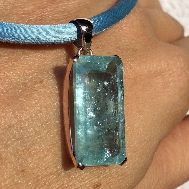 Aquamarin-Anhänger-Silber/rosevergoldet