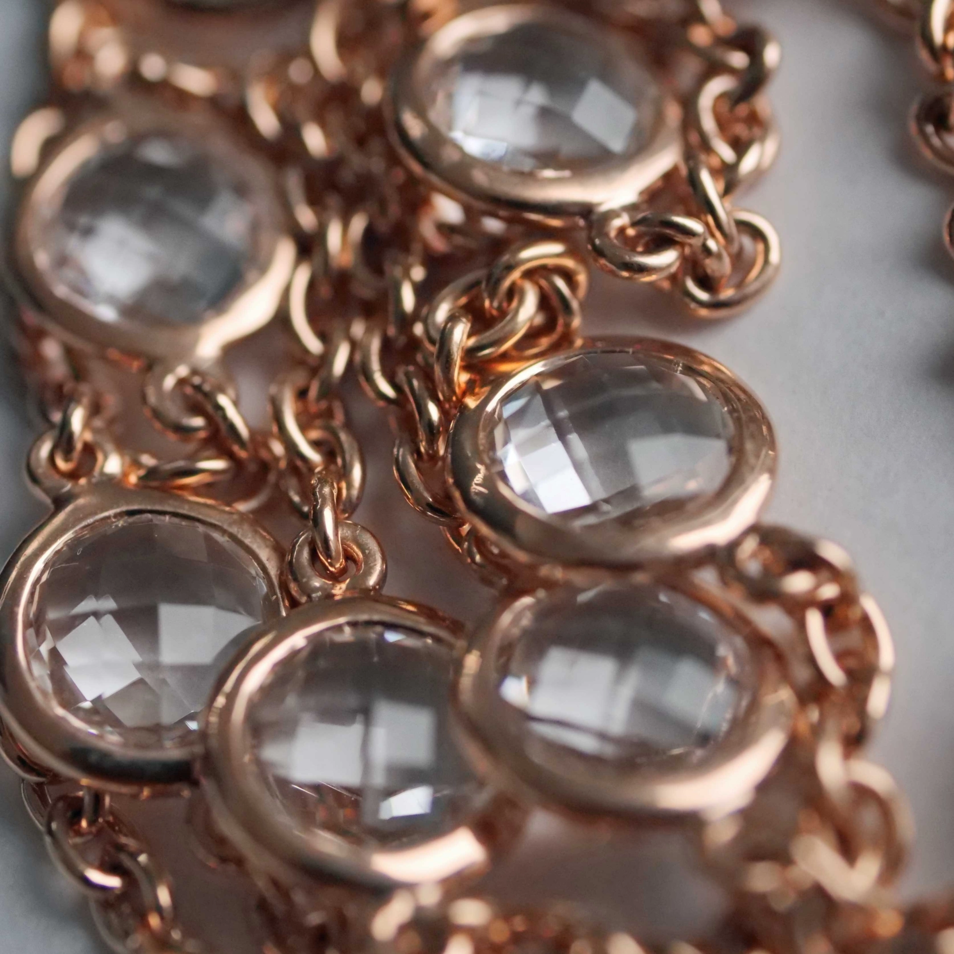Chilango Kette Grand Palais White Quartz 925er Silber 18 kt Pink Gold Plated 10 mm