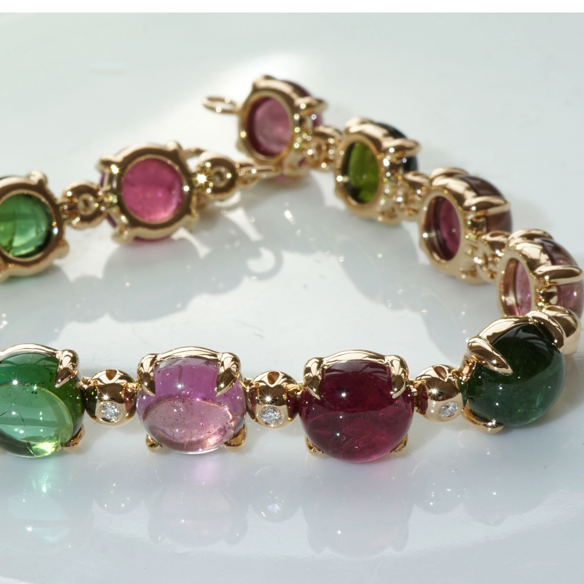Turmalin Brillant Armband 750er Rosegold 49.62 ct 0.26 ct Exclusiv Edition Valenza multicolor