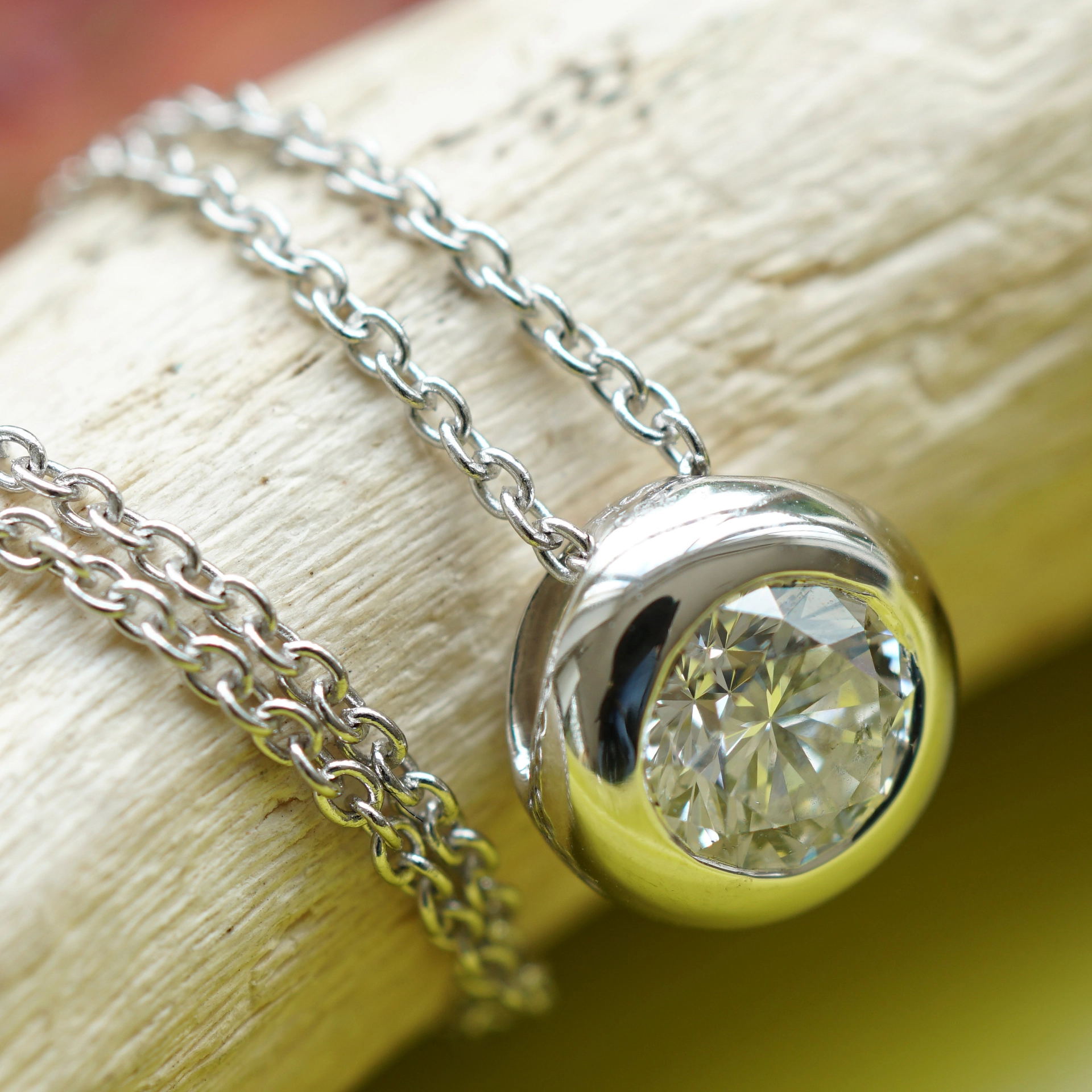 Brillant Solitär Anhänger mit Kette 750er Weissgold 0.41 ct W SI...genau den will ich...