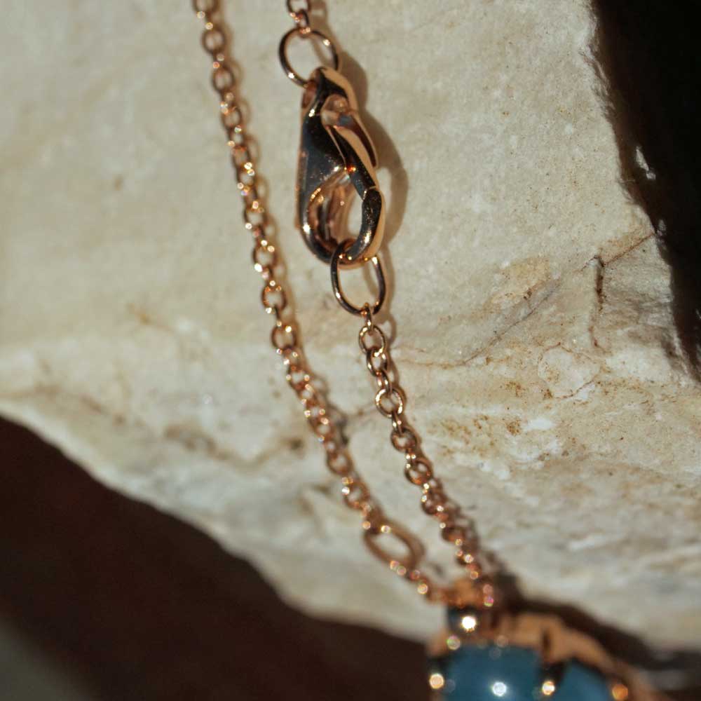 Topas Turmalin Morganit Brillant Anhänger mit Kette 750er Rosegold erlesener Schmuck aus Italien