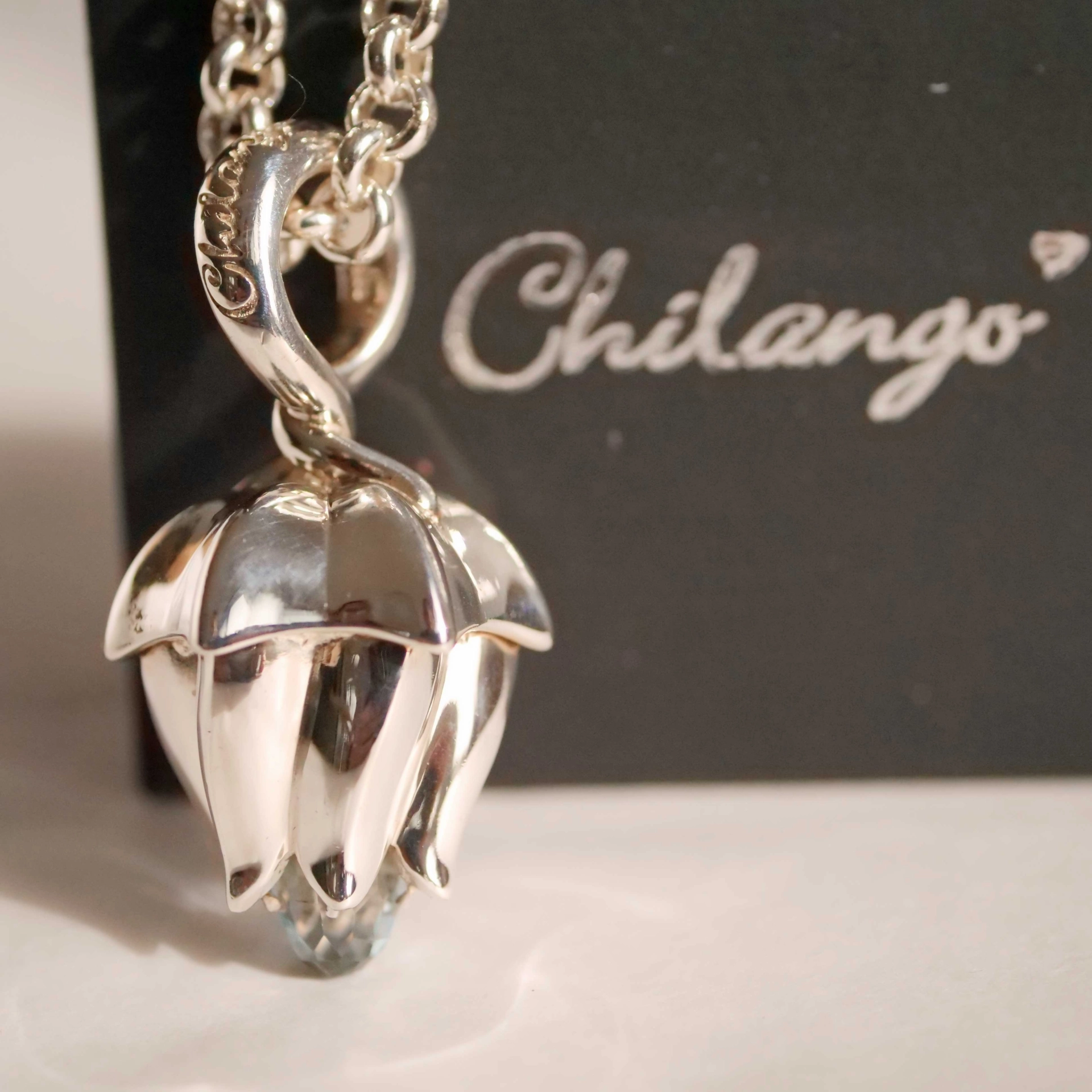 Original Chilango Tutenchamun Lotus Sky Blue Topaz 925er Silber toller Schliff