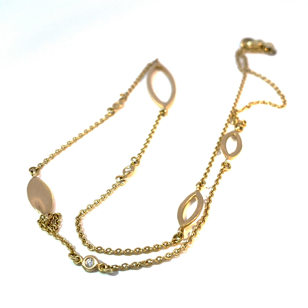 Motion Brillant Collier von Silhouette Schmuck Pforzheim in 585er Gelbgold 0.06 ct W SI