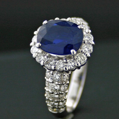 Saphir-Brillant-Ring, 900-Platin