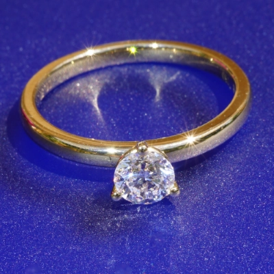 Brillant Ring rund 0.50 ct hochfeines weiss D / VS2  4.9-3.2 mm 750er Gelbgold GIA Gutachten