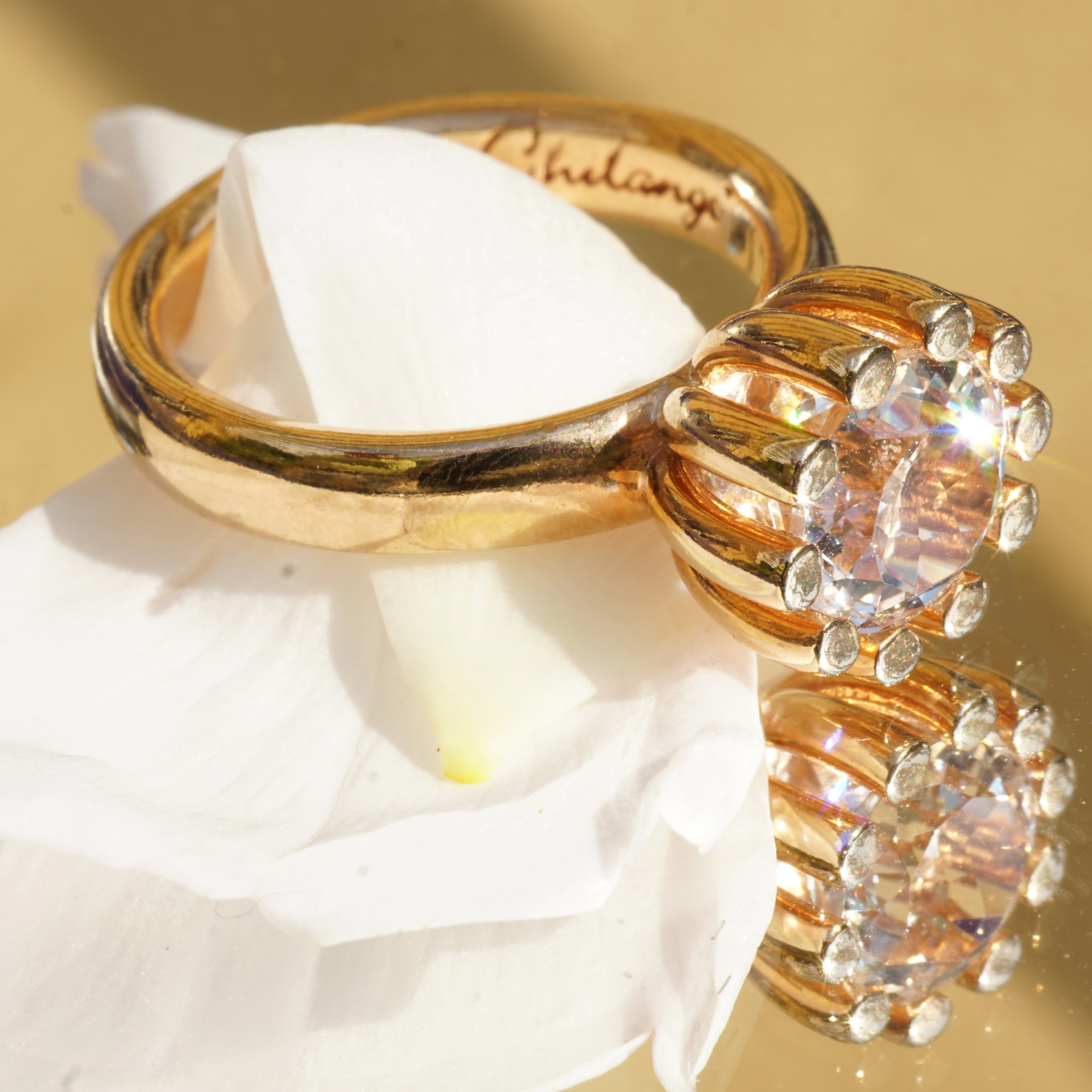 CHILANGO RING Grand Palais Bergkristall  925er Silber vergoldet neu mit orig. Etui massiv