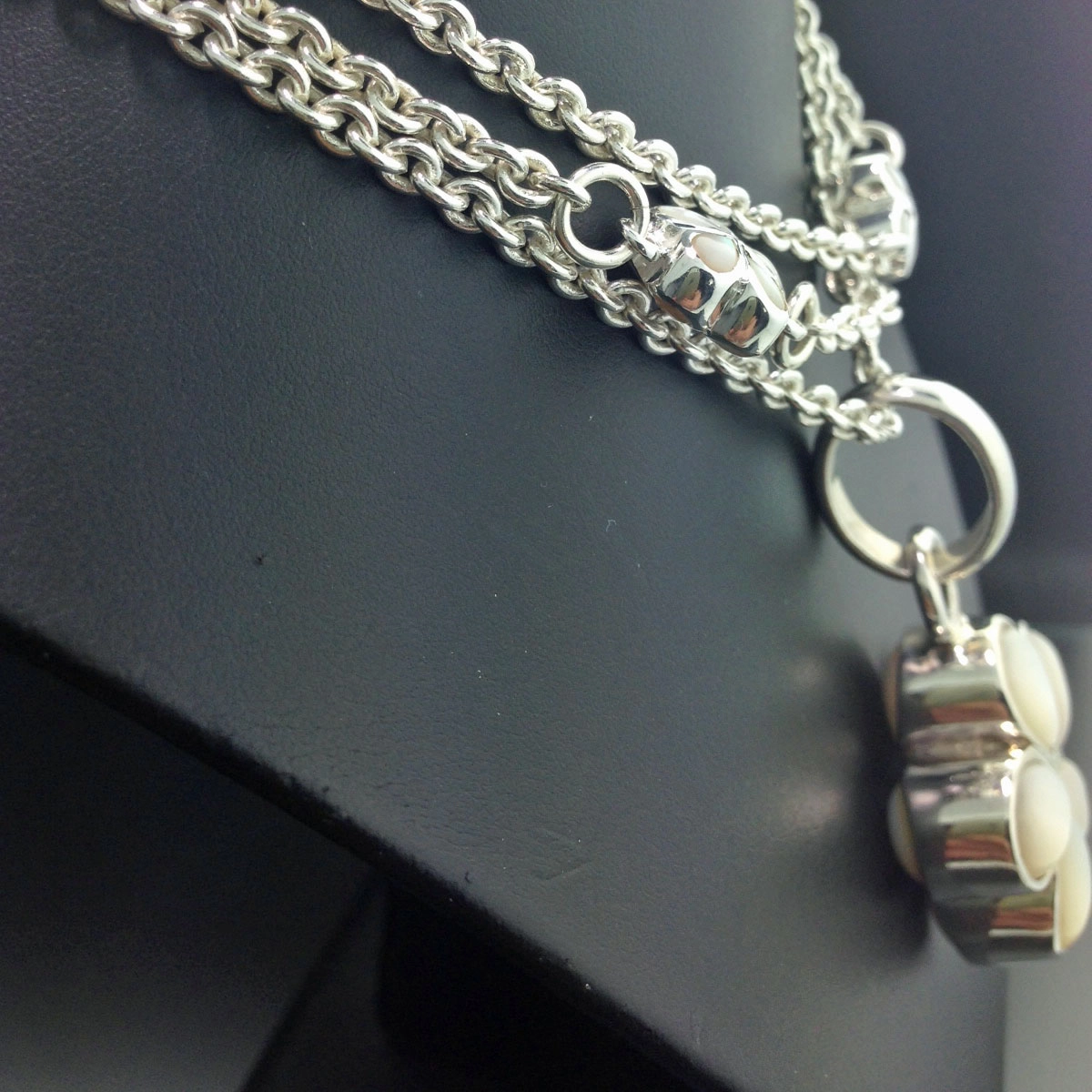 Original *Chilango* Kette lang 90 cm massiv top 925/-Silber Margerite Perlmutt