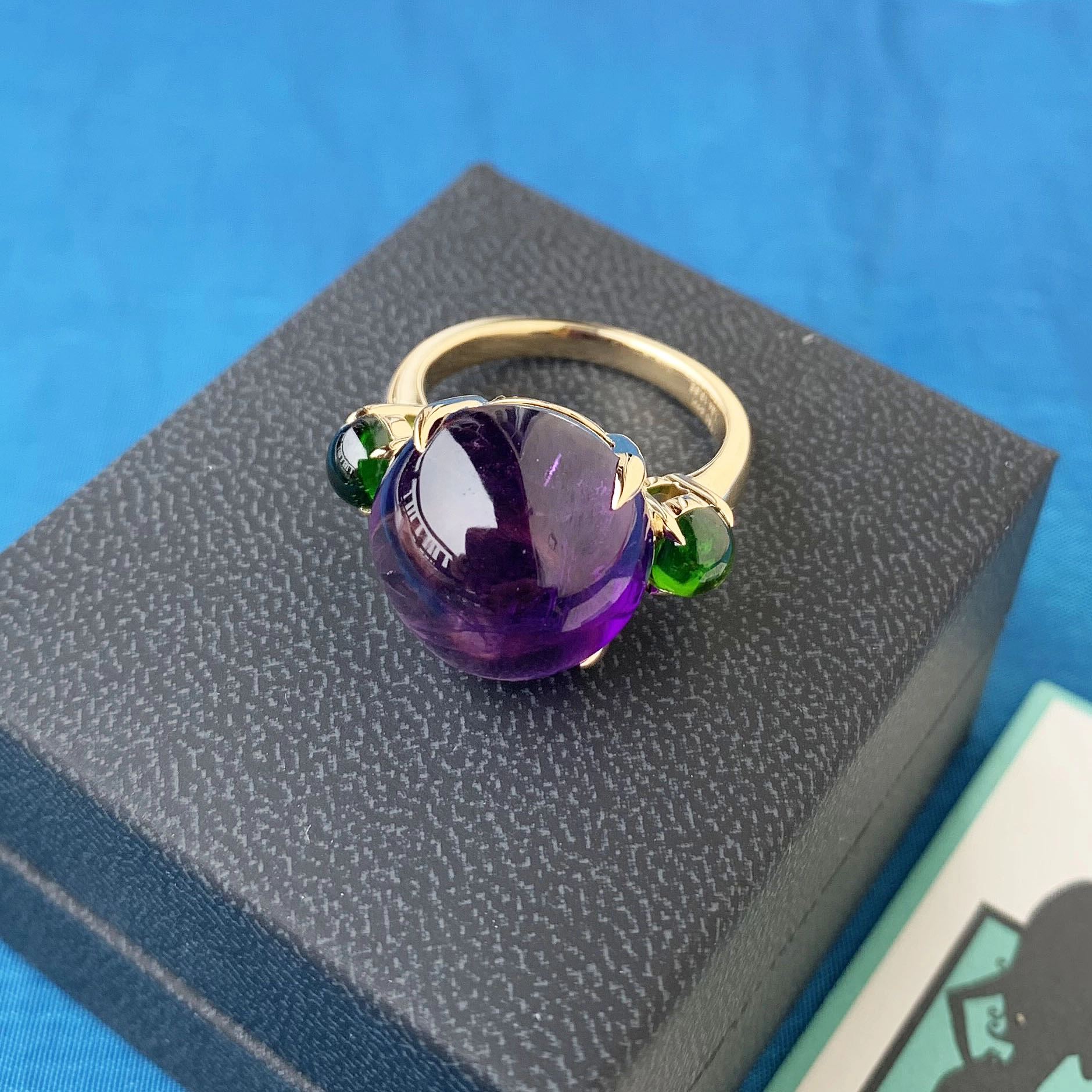 Amethyst Demantoid Ring 14 ct 1.34 ct 750er Gold Farbenflow Wow!