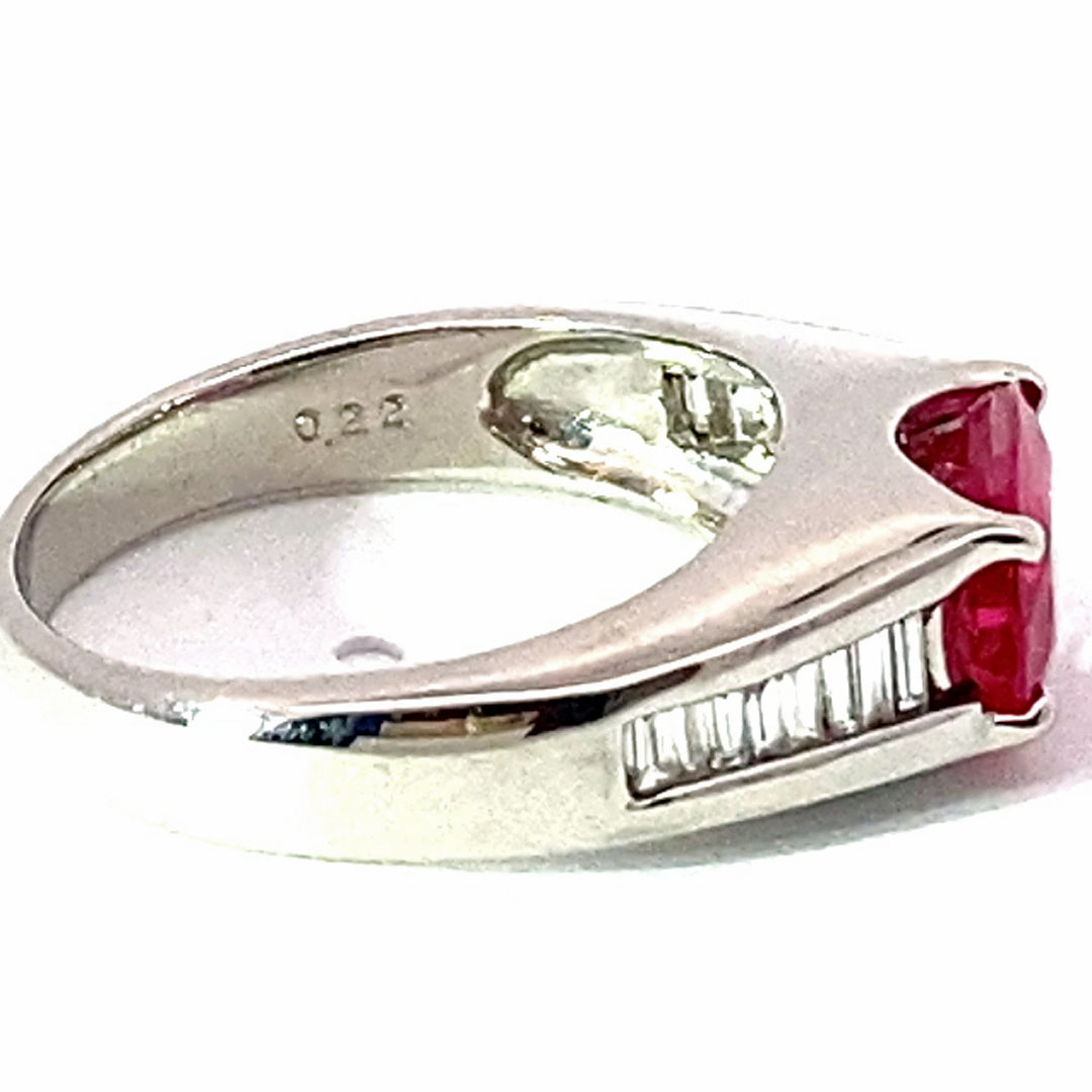 Rubin Diamant Ring in 900er Platin 1.55 ct 0.22 ct AAA+ Brillanz Top leuchtend rot-pink