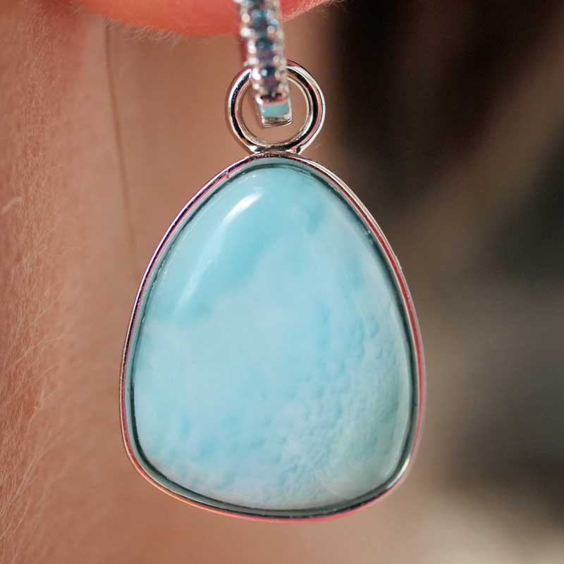 Larimar Brillant Creolen Ohrhänger 750er Weissgold 0.20 ct TW VS I aushängbar und so blauschön