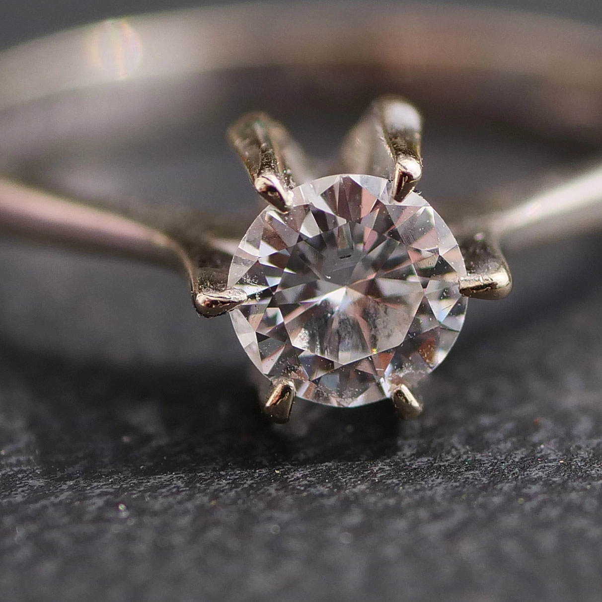 Brillant Ring 0.45 ct W / VS 585 Weissgold Vintage um 1980
