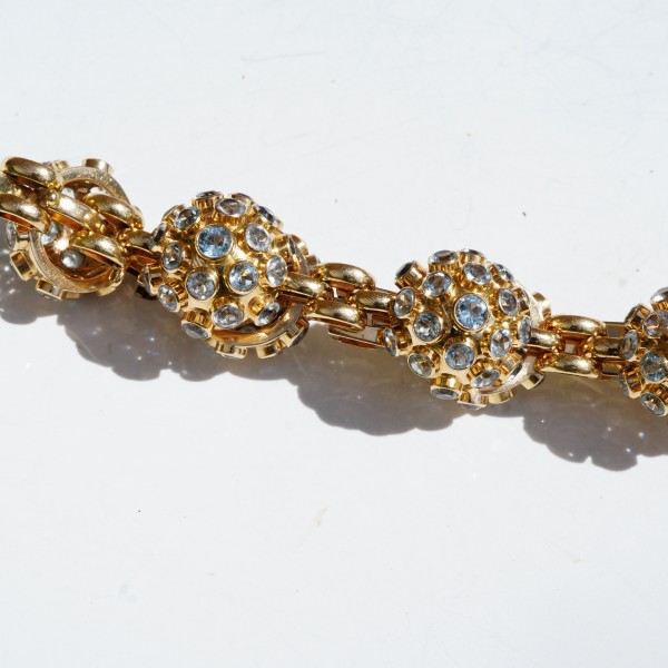 Glieder Armband mit Blautopasen Vintage 60er Jahre tolles Design 750er Rosegold