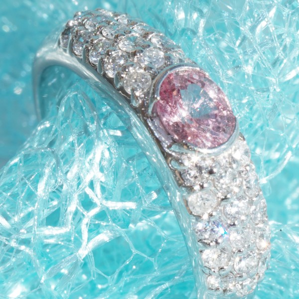 Solitär Saphir Brillant Ring 900er Platin 0.51 ct 0.50 ct TW SI Tolle Brillanz tolles Pink
