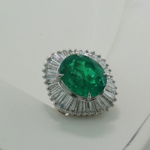 Smaragd Brillant Ring 900er Platin 3.16 ct 0.83 ct