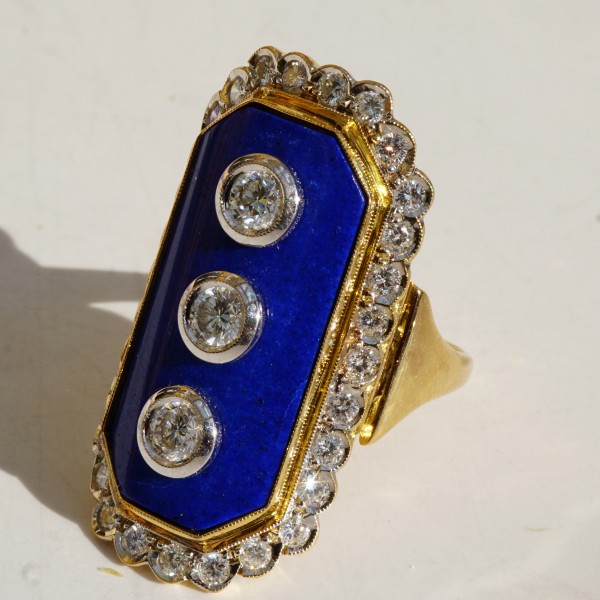Lapis Lazuli Brillant Ring 750er Gelbgold 1.35 ct W VS-SI...blue lagune of venice