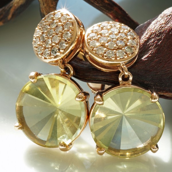 Mastercut Lemonquartz Diamond Earrings....cool modern Style