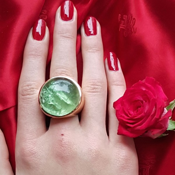 Heliodor Ring ein hellgrüner Beryll..unglaubliche Farbe und Größe mit 80 carat in 750er Rosegold 36