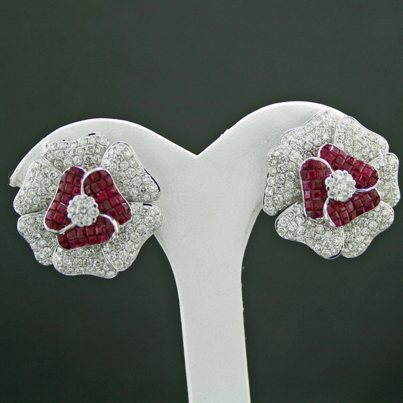 "La duree´de vie de la rose", PrachtRubinBrillantOhrstecker, 750/WG. Ideen für