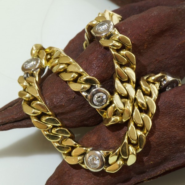 Armor Bracelet with Diamond 18 kt Yellowgold and Whitegold 40 grams 0.50 ct TW VS-SI