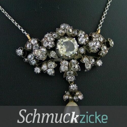 Antik Collier Diamanten 4 ct Prachtstück Silber / Gold frühes 19 Jh.