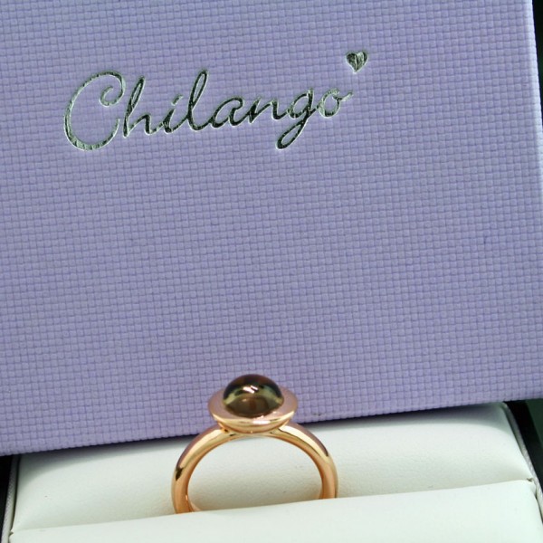 Chilango Ring Smoky Quarz, 925-er Silber, rosevergoldet