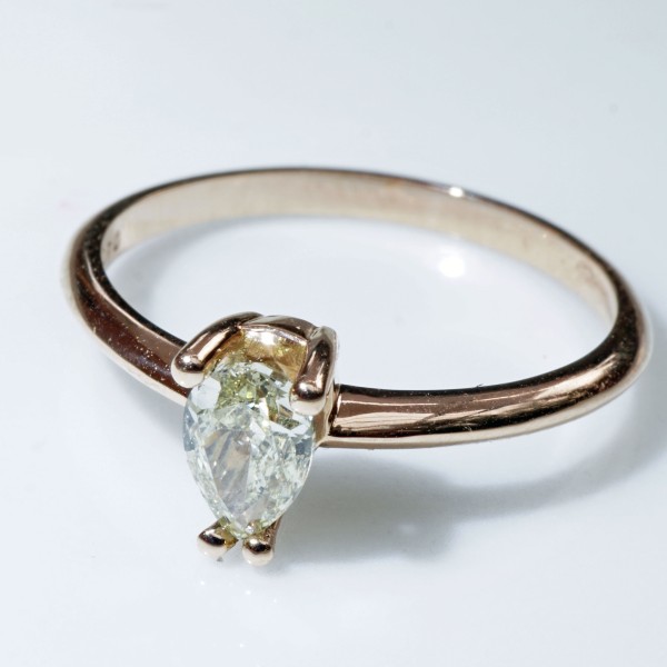 Fancy Yellow Diamant Ring NATURFARBE Pear 0.50 ct 750er GG Silhouette Schmuck Bentner-