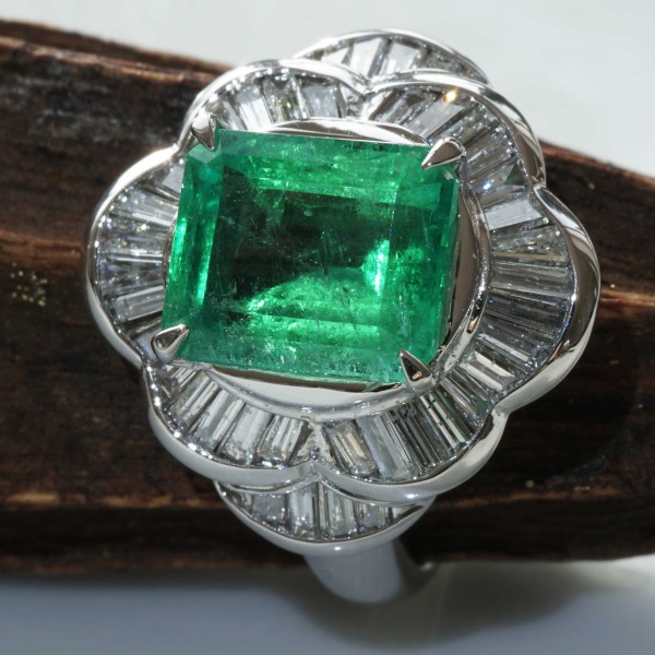 Smaragd Diamant Ring 900er Platin 3.11 ct 0.85 ct TW VVS Kolumbien Feine Qualität
