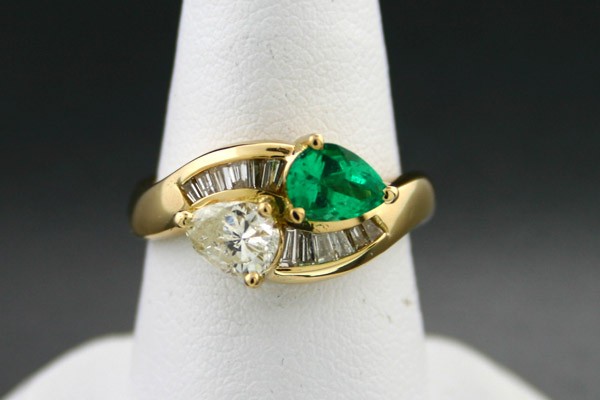 Smaragd-Brillant-Ring, 750/-GG.