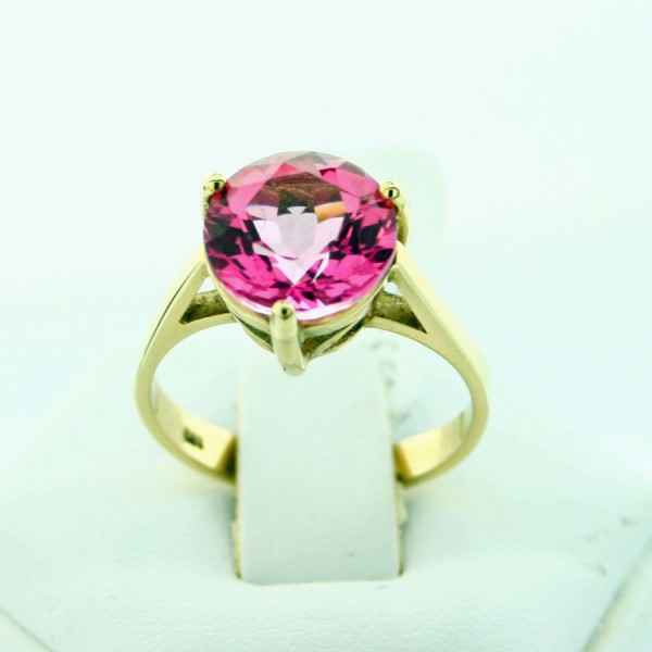 Topas-Ring, 585er-Gold, kräftig pink,