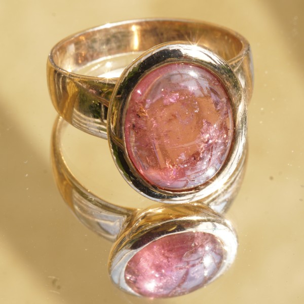Turmalin Ring rosevergoldet 925er Silber gelbgoldvergoldet 8 ct mit Ringerweiterung 54 G