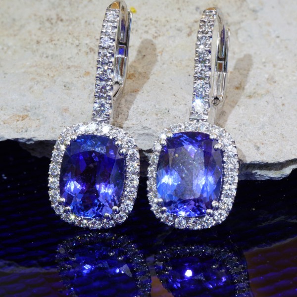 Tanzanite Earrings with Diamonds....Luxury Mood