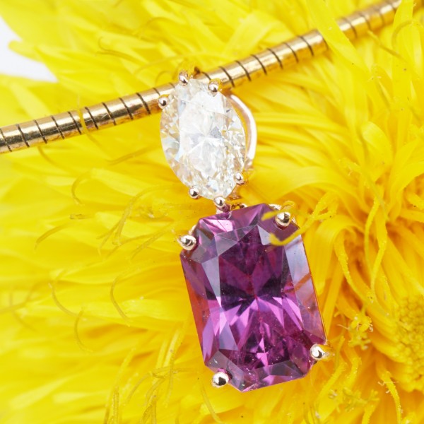 Pink Saphir Diamant Anhänger 1.28 ct 0.30 ct 750er Rosegold AAA+ so precious