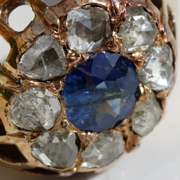 Saphir Diamant Ring 585er Rosegold um 1900 aus dem Jugendstil Art nouveau